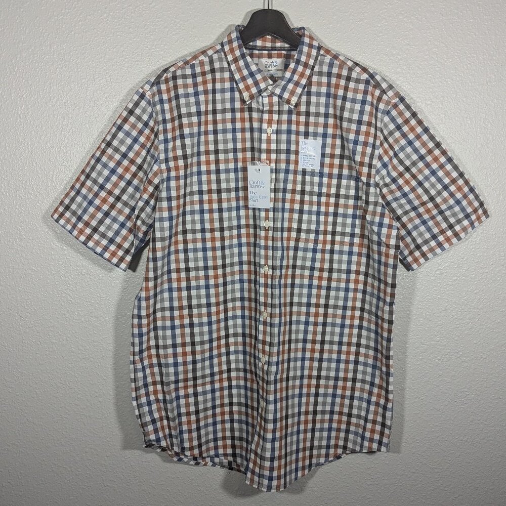 NWT Croft & Barrow Men's Short Sleeve Button Up Shirt - L Tall